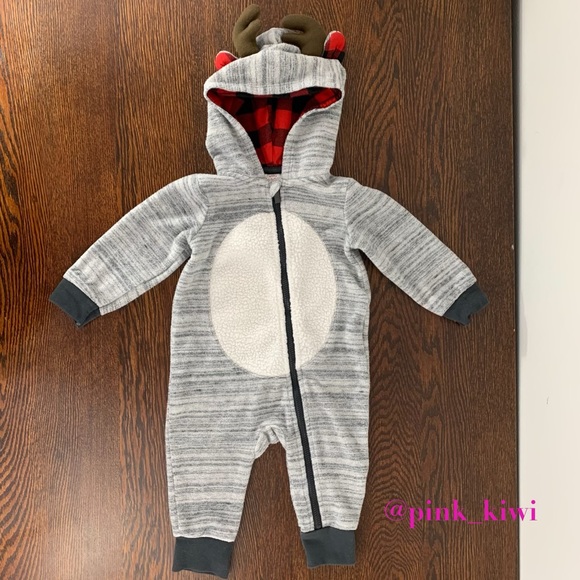 Cat & Jack Baby Boys Reindeer Romper - Picture 2 of 11